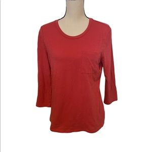 Patagonia Cinnamon Red 3/4 Sleeve Size Medium Outdoorsy Hiking Pocket Tee Shirt.